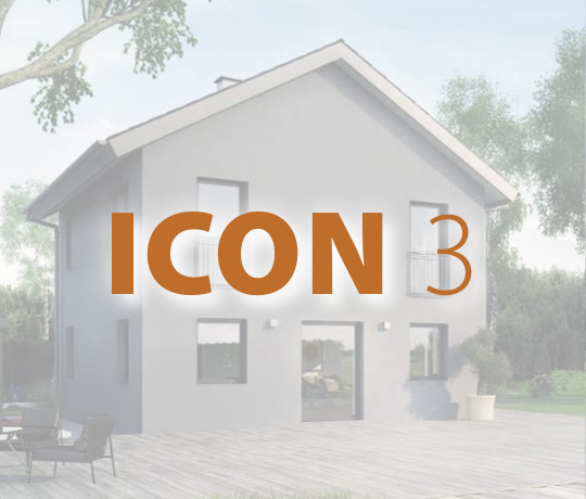 Das ICON 3 gibt es mit vier Dachformen, zwei Treppenoptionen und in zahlreichen Grundrissversionen. Sogar ein Quergiebel ist möglich. Moderner und individueller Baustil auf sechs Zimmer, zwei Etagen und bis zu 116 m² Wohnfläche. 